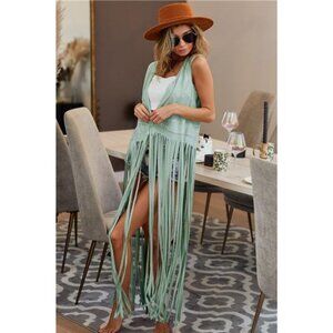 BiBi Star Stud With Long Fringe Detail Suede Vest